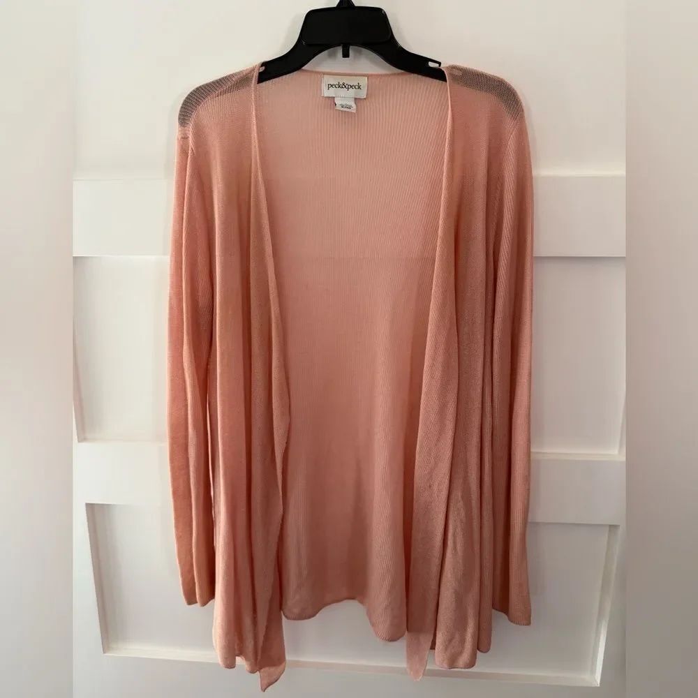 Vintage Peck&Peck Women's Peach Cardigan Sweater size medium